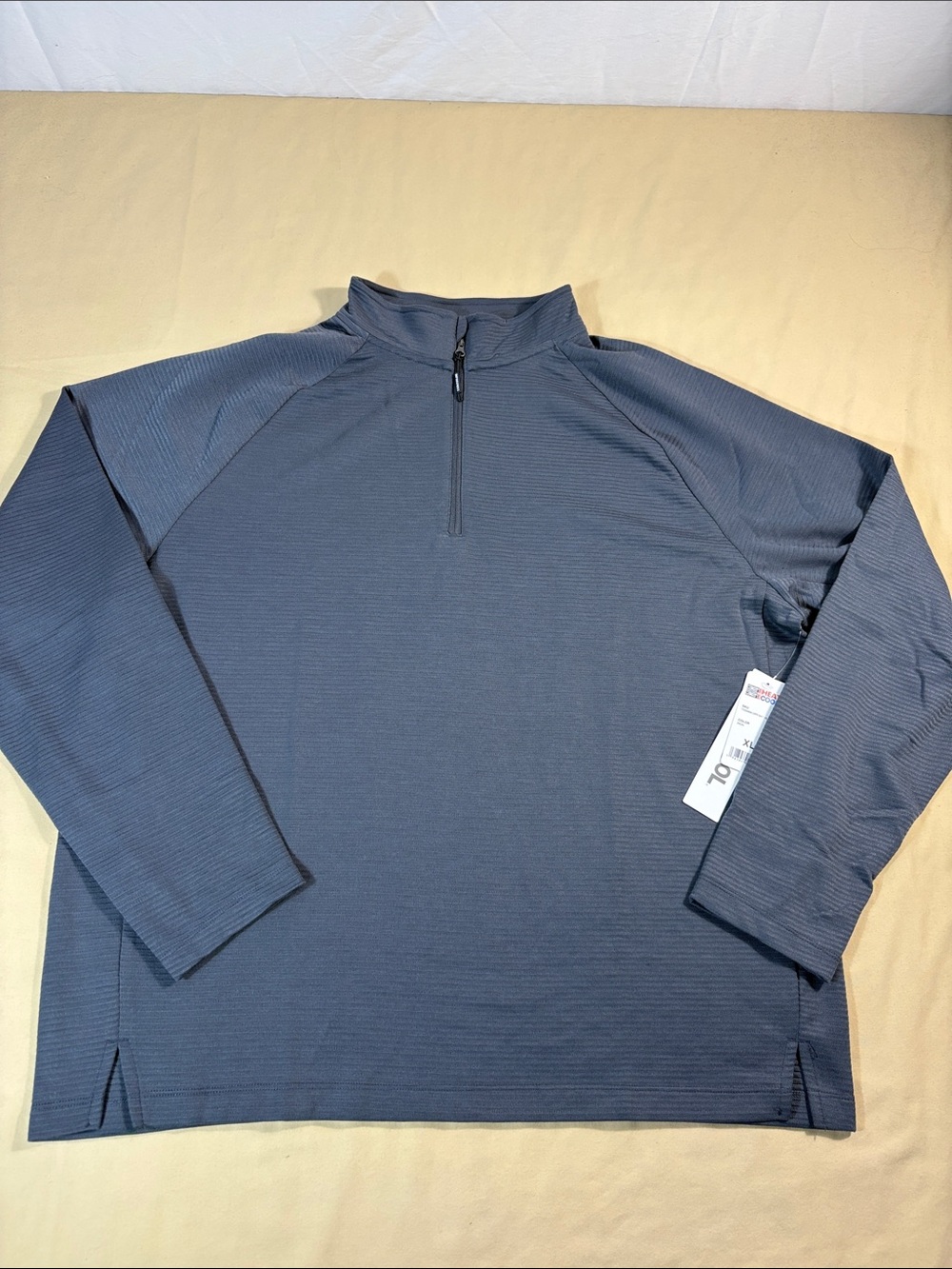 32 Degrees Cool Men XL Iron Grey Ribbed Quarter Zip Performance Pullover NWT